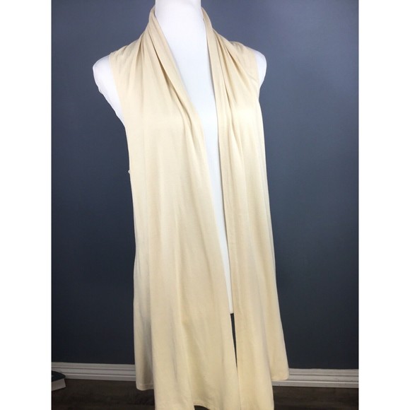 MNG Suit Ivory Open Drape Front Sleeveless Solid Sweater Vest Cardigan One Size - Picture 1 of 8